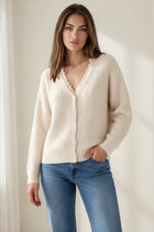 Lace Trim V-Neck Cardigan