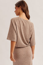 Drawstring Hem Raglan Sleeve Top
