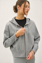 Ribbed Knit Zip-Up Hoodie