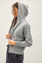 Ribbed Knit Zip-Up Hoodie
