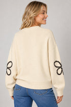 Embroidered Flower Outline Sweater