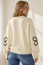 Embroidered Flower Outline Sweater