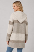 Hooded Striped Cardigan - Mocha