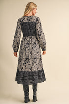 Mixed Paisley Print Midi Dress