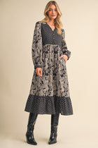 Mixed Paisley Print Midi Dress