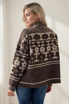 Retro Floral Print Roll Neck Sweater