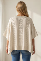 Cable Knit Poncho Short Sleeve Sweater