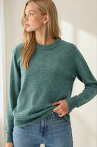 Exposed Seam Pullover Sweater - Teal Green