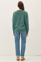Exposed Seam Pullover Sweater - Teal Green