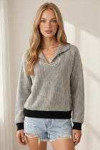 Geometric Print Collared Long Sleeve Sweatshirt