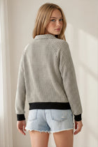 Geometric Print Collared Long Sleeve Sweatshirt