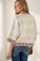 Mix Print V-Neck Short Sleeve Sweater