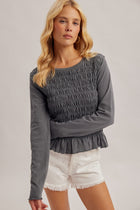 Ruched Front Long Sleeve Top