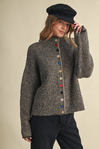 Striped Sweater Cardigan W Colorful Buttons