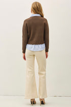 Stripe Shirt Button Front Layered Cardigan