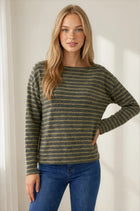 Striped Drop Shoulder Long Sleeve Top