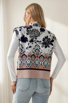 Floral & Geometric Knit Sleeveless Sweater