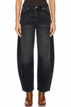 Stacy High Rise Relaxed Black Barrel Jeans