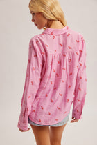 Candy Cane Embroidered Button Down Shirt