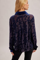 Velvet Floral Burnout Button Down Shirt