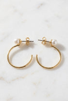 Pearl Accent Hoop Earrings