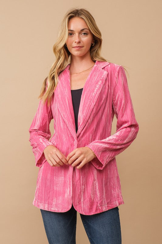 Crinkle Velvet Blazer