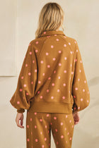 Polka Dot Balloon Sleeve Sweatshirt