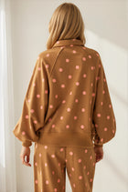 Polka Dot Balloon Sleeve Sweatshirt