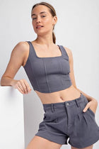 Square Neck Crop Top - Titanium