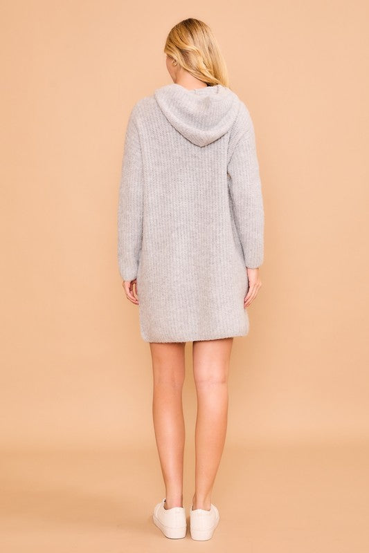 Brushed Waffle Knit Hooded Sweater Dress