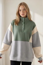 Colorblock Half Snap Sweatshirt