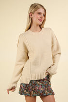 Asymmetric Solid Sweater - Cream