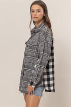 Mixed Pattern Plaid Shacket