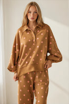 Polka Dot Balloon Sleeve Sweatshirt