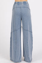 Asymmetric Mineral Wash Wide Leg Pants