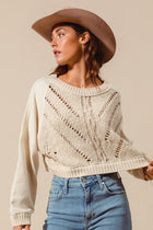 Cable Knit Raglan Detail Sweater