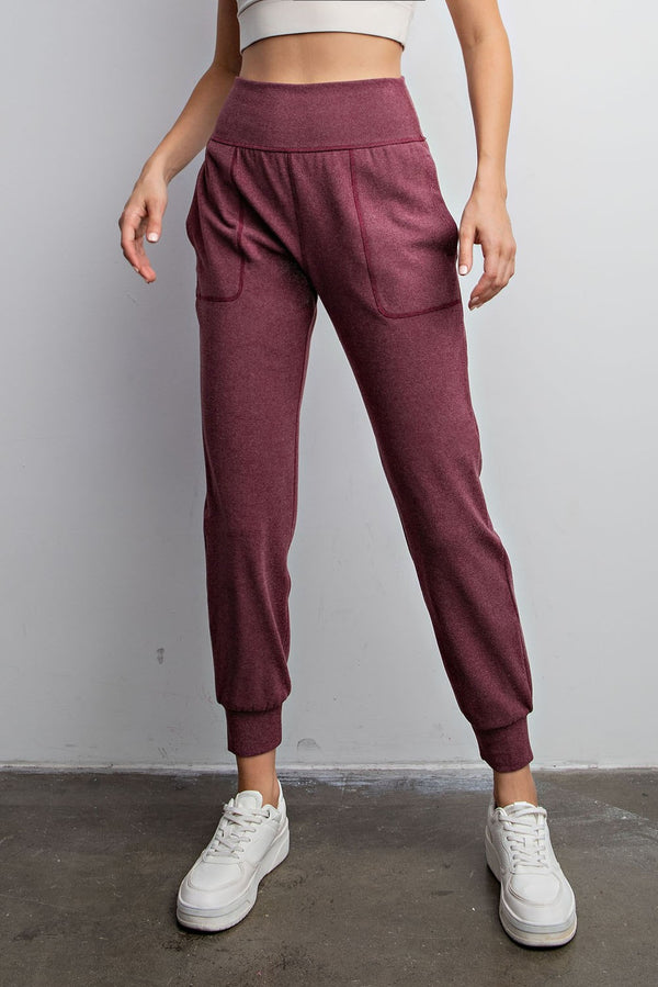 Soft Rib Knit Brushed Joggers