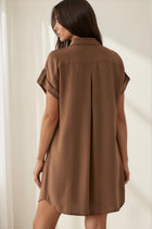 Collared Button Front Shirt Dress - Ash Brown
