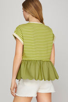 Striped Scallop Hem Top