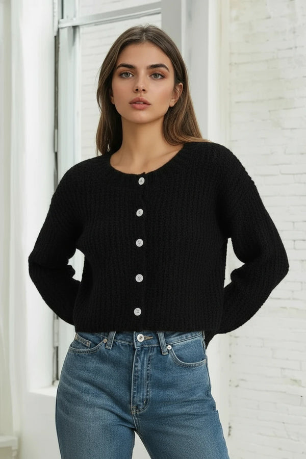 Fuzzy Cardigan - Black