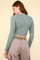 Fitted Crop Henley - Sage