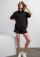 Cowl Neck Scuba Top - Black