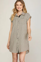 Striped Button Down Mini Dress