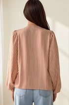 Front Tie Stripe Detail Blouse