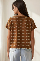 Scalloped Stripe Sweater - Caramel
