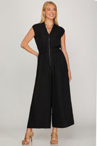 Zip Front Wide Leg Jumpsuit