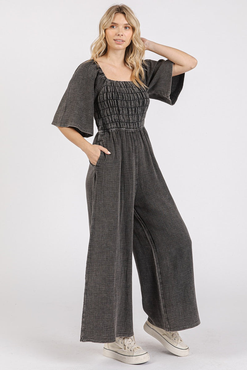 Mineral Wash Wide Leg Jumpsuit