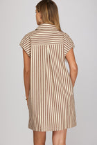 Striped Button Front Shirt Dress