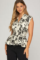 Floral Zip Front Peplum Top