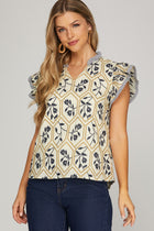 Flutter Sleeve Embroidered Blouse
